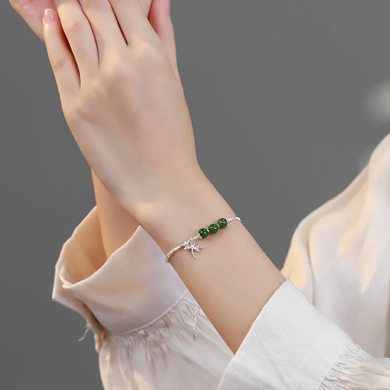 WEITIANXUAN Hetian Jade Bracelets Pale Greenish White Jade Women's-4