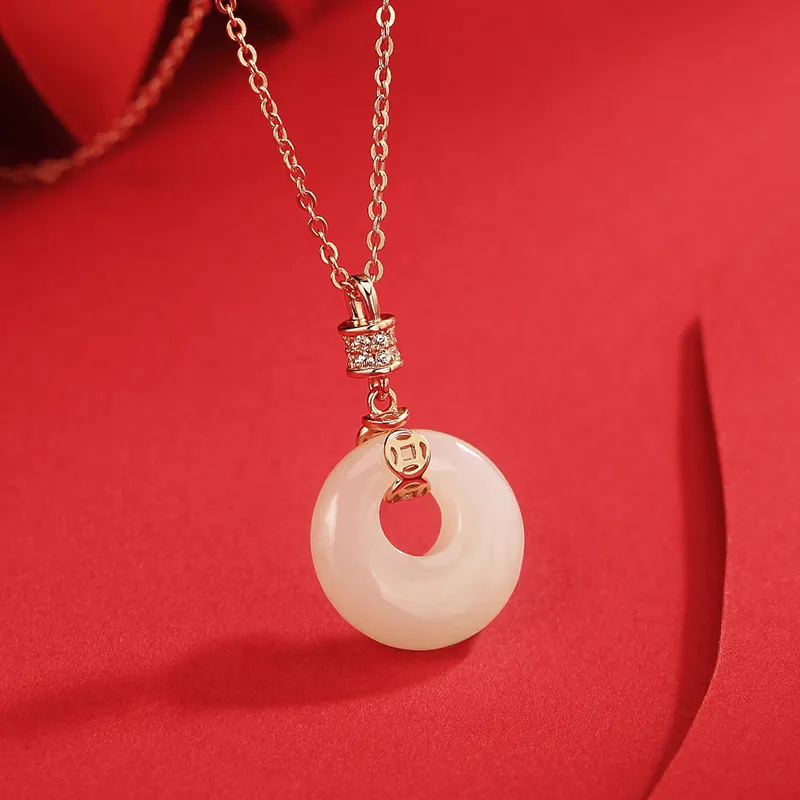 WEITIANXUAN Hetian Jade Necklaces White Jade/Pale Greenish White Jade Unisex-2