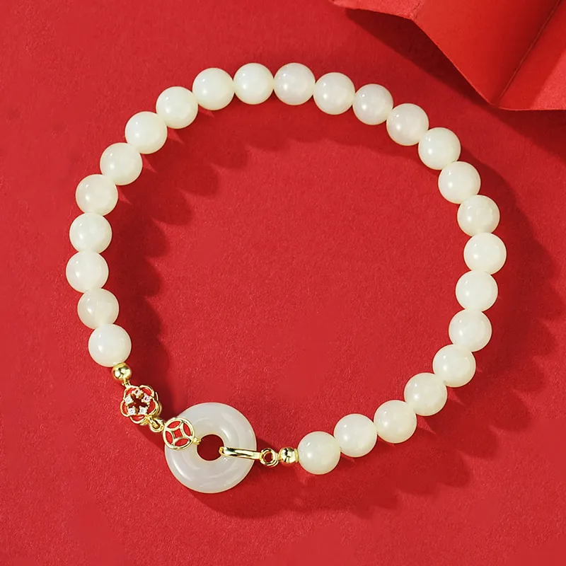 WEITIANXUAN Hetian Jade Bracelets White Jade/Pale Greenish White Jade Unisex-1