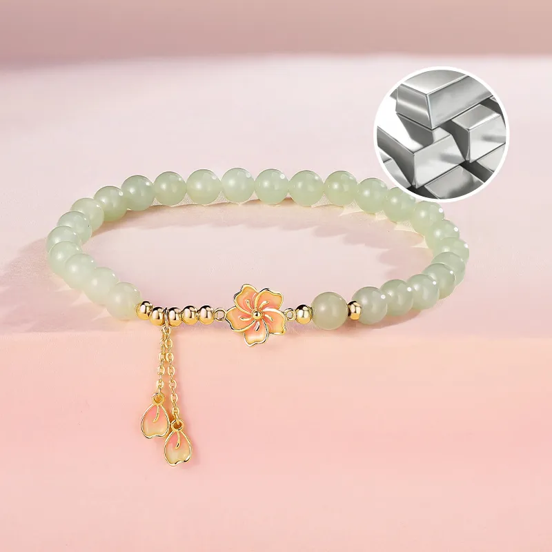 WEITIANXUAN Hetian Jade Bracelets Pale Greenish White Jade Unisex-4