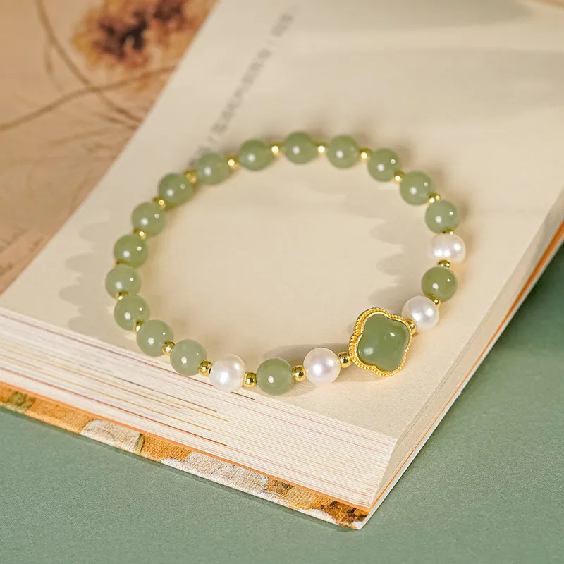 WEITIANXUAN Hetian Jade Bracelets Pale Greenish White Jade Women's-4