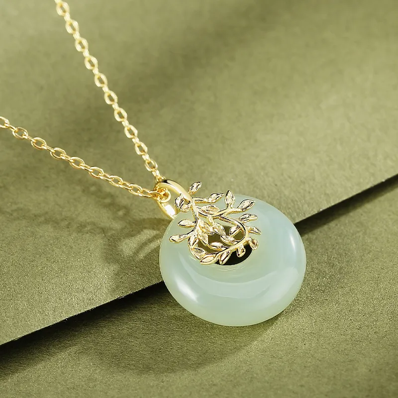 WEITIANXUAN Necklaces White Jade/Pale Greenish White Jade Unisex-2