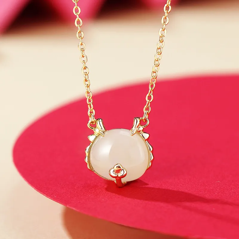 WEITIANXUAN Hetian Jade Necklaces White Jade/Pale Greenish White Jade Unisex-1