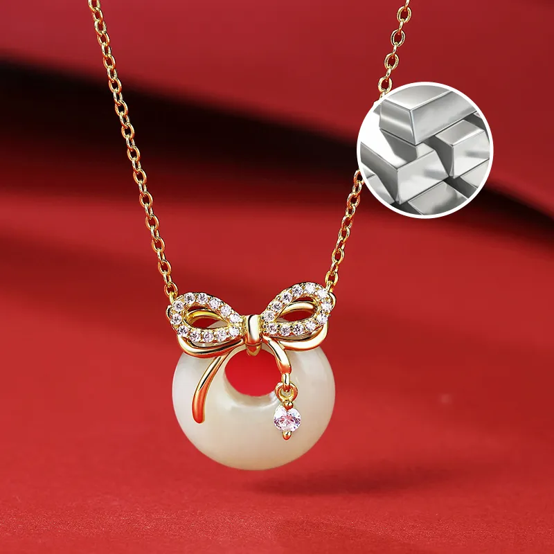 WEITIANXUAN Hetian Jade Necklaces White Jade/Pale Greenish White Jade Unisex-4