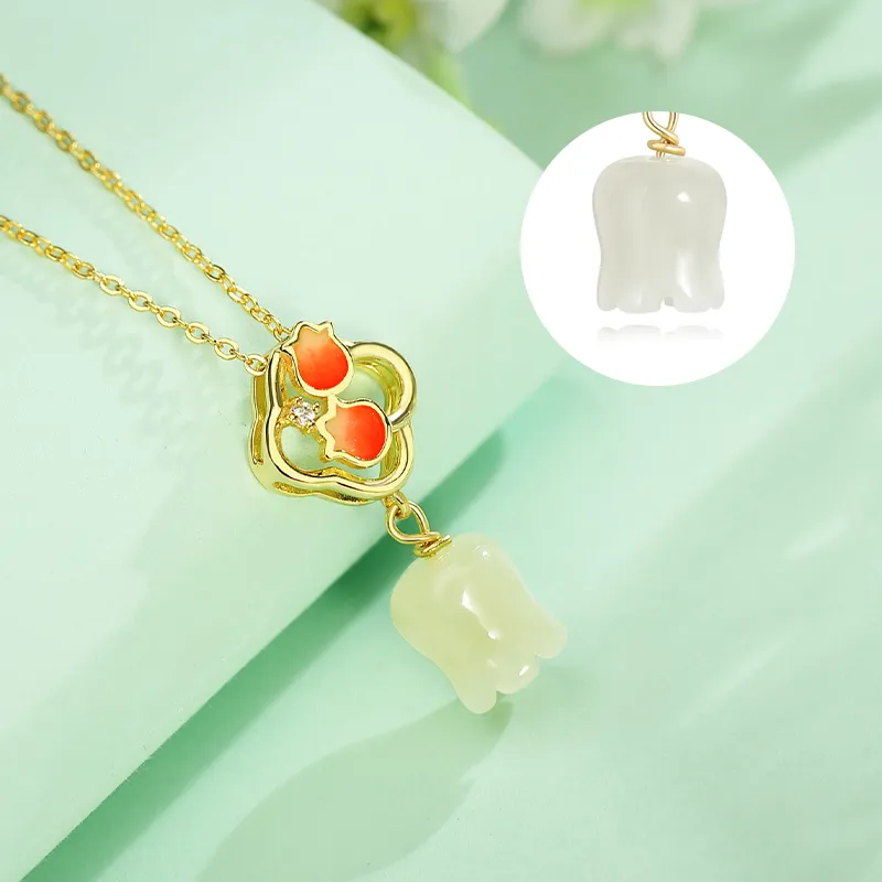 WEITIANXUAN Hetian Jade Necklaces White Jade/Pale Greenish White Jade Unisex-5