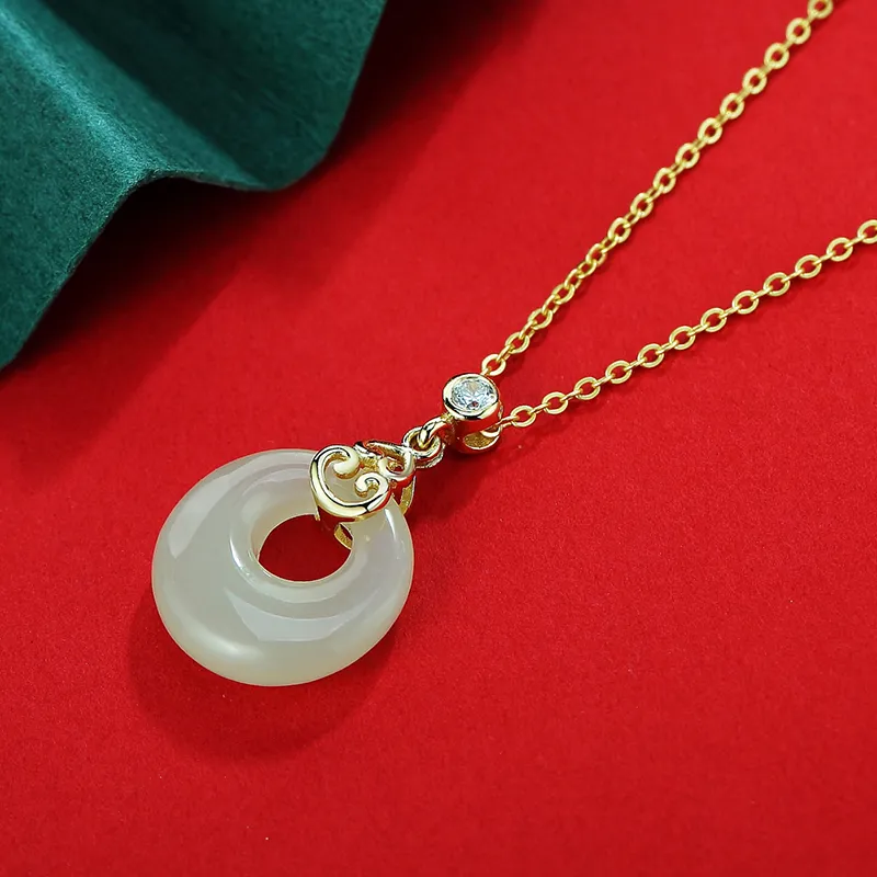 WEITIANXUAN Hetian Jade Necklaces White Jade/Pale Greenish White Jade Unisex-3