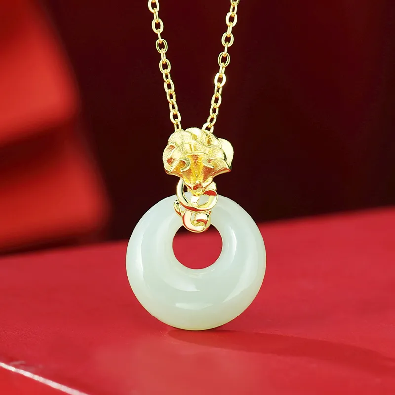 WEITIANXUAN Hetian Jade Necklaces White Jade/Pale Greenish White Jade Unisex-2