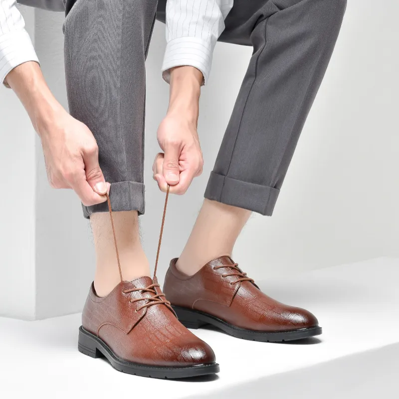 JOSINY Dress Shoes Men Low Top Black/Cocoa Brown-7