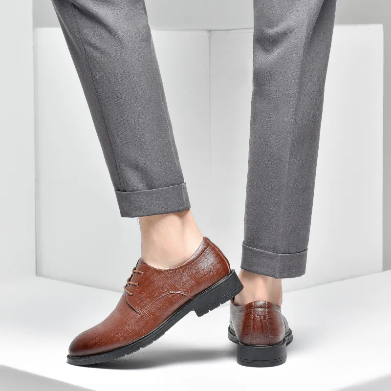 JOSINY Dress Shoes Men Low Top Black/Cocoa Brown-6