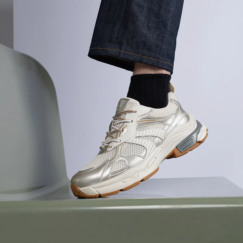 JOSINY Interstellar Odyssey Cushioned Wear Resistant Breathable Low Top Chunky Sneakers Men's Champagne Gold-8