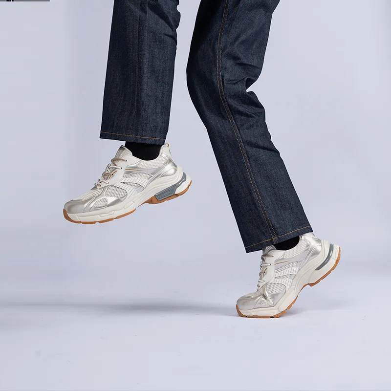 JOSINY Interstellar Odyssey Cushioned Wear Resistant Breathable Low Top Chunky Sneakers Men's Champagne Gold-7