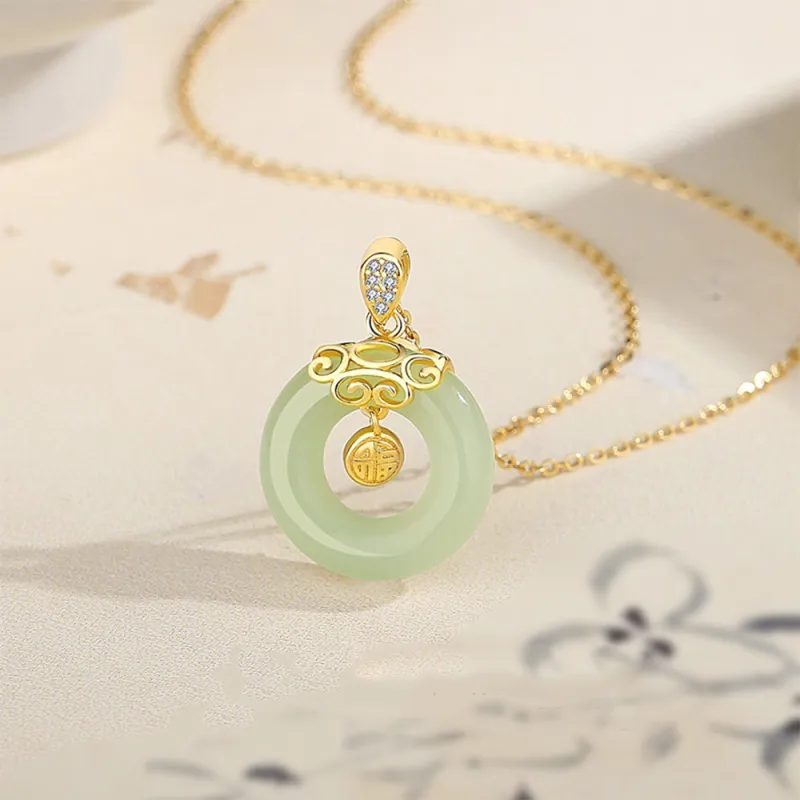 Bermuda Eyes Necklaces Pale Greenish White Jade Women's-2