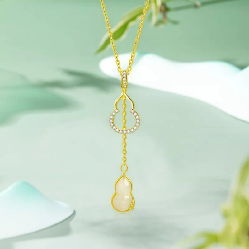 Bermuda Eyes Hetian Jade Necklaces Pale Greenish White Jade Women's-1