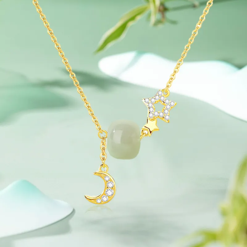 Bermuda Eyes Necklaces Pale Greenish White Jade Women's-2