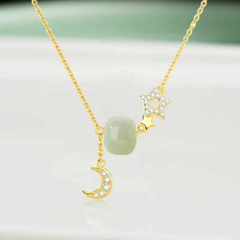 Bermuda Eyes Necklaces Pale Greenish White Jade Women's-5