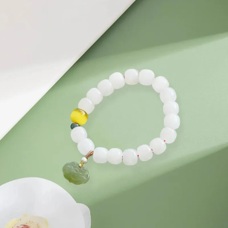 Bermuda Eyes Hetian Jade Bracelets Pale Greenish White Jade Women's-3