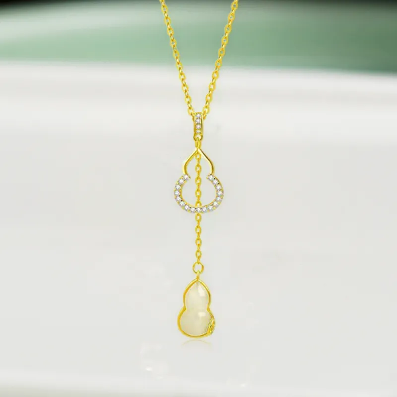 Bermuda Eyes Hetian Jade Necklaces Pale Greenish White Jade Women's-4