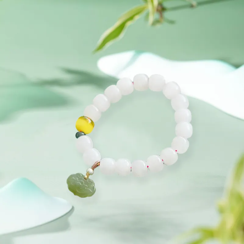 Bermuda Eyes Hetian Jade Bracelets Pale Greenish White Jade Women's-2