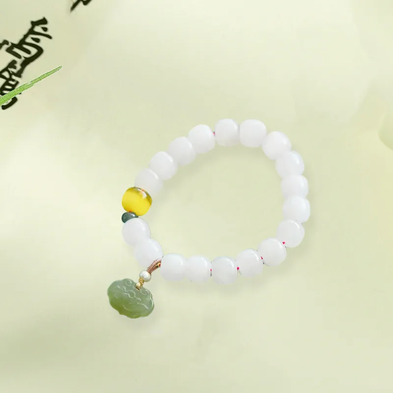 Bermuda Eyes Hetian Jade Bracelets Pale Greenish White Jade Women's-5