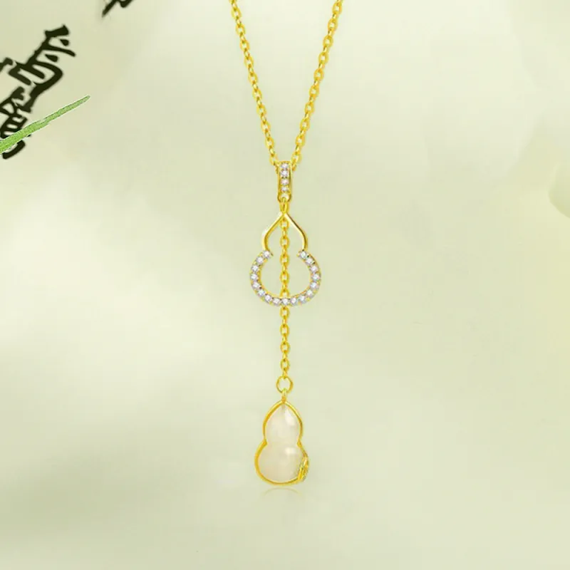 Bermuda Eyes Hetian Jade Necklaces Pale Greenish White Jade Women's-3