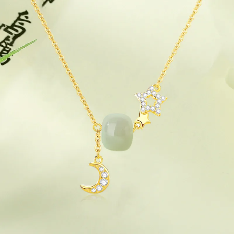 Bermuda Eyes Necklaces Pale Greenish White Jade Women's-1