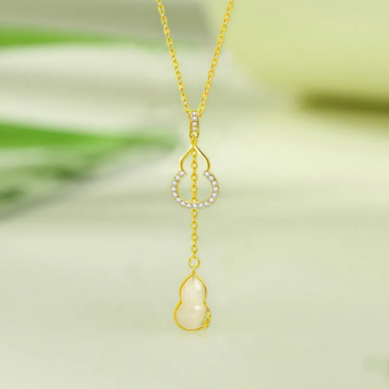 Bermuda Eyes Hetian Jade Necklaces Pale Greenish White Jade Women's-2