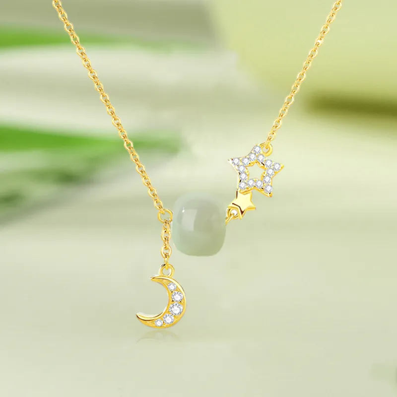Bermuda Eyes Necklaces Pale Greenish White Jade Women's-4
