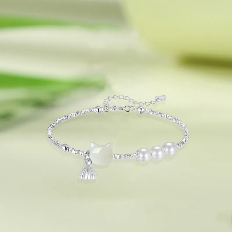 Bermuda Eyes Hetian Jade Bracelets Pale Greenish White Jade Women's-4