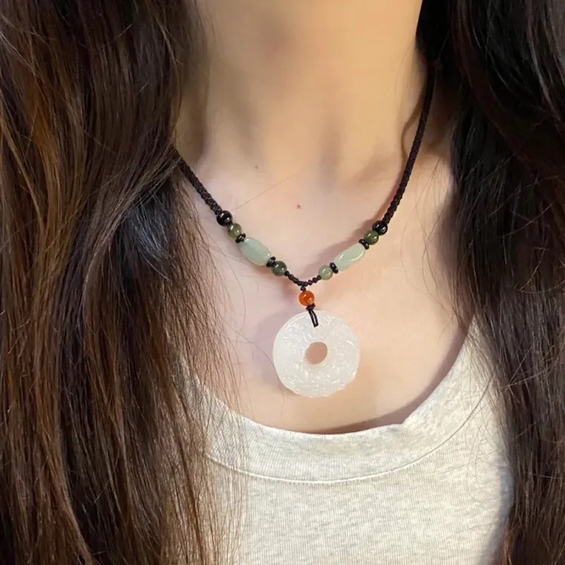 Bermuda Eyes Obsidian Jade Necklaces Unisex-3