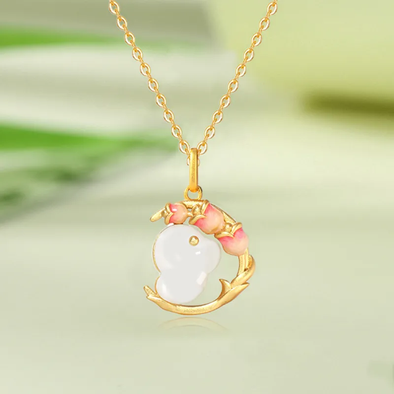 Bermuda Eyes Necklaces Pale Greenish White Jade Women's-5