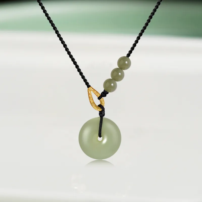 Bermuda Eyes Hetian Jade Necklaces Pale Greenish White Jade Unisex-1