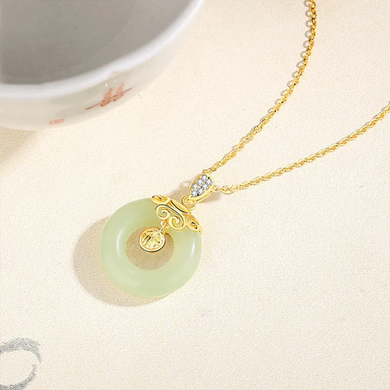 Bermuda Eyes Necklaces Pale Greenish White Jade Women's-5