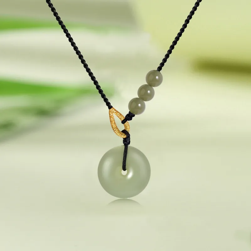 Bermuda Eyes Hetian Jade Necklaces Pale Greenish White Jade Unisex-4