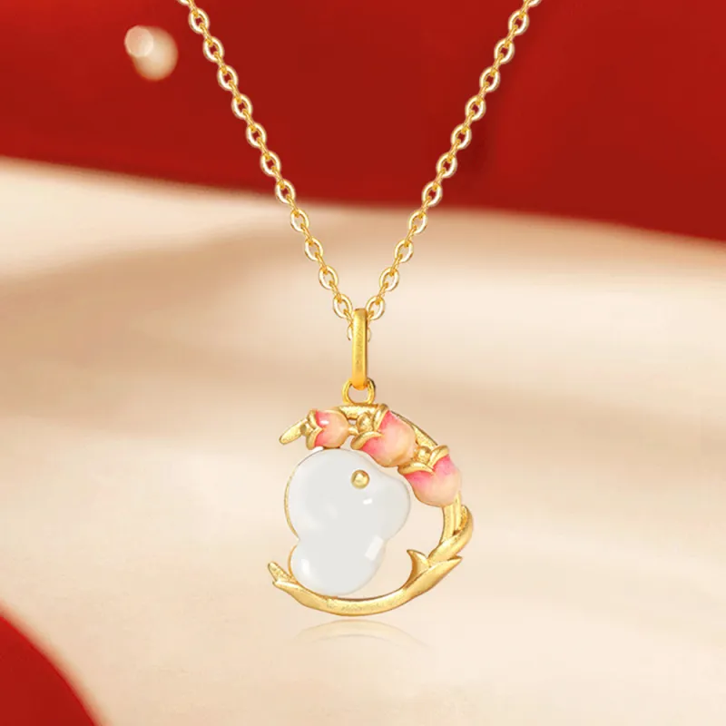 Bermuda Eyes Necklaces Pale Greenish White Jade Women's-2