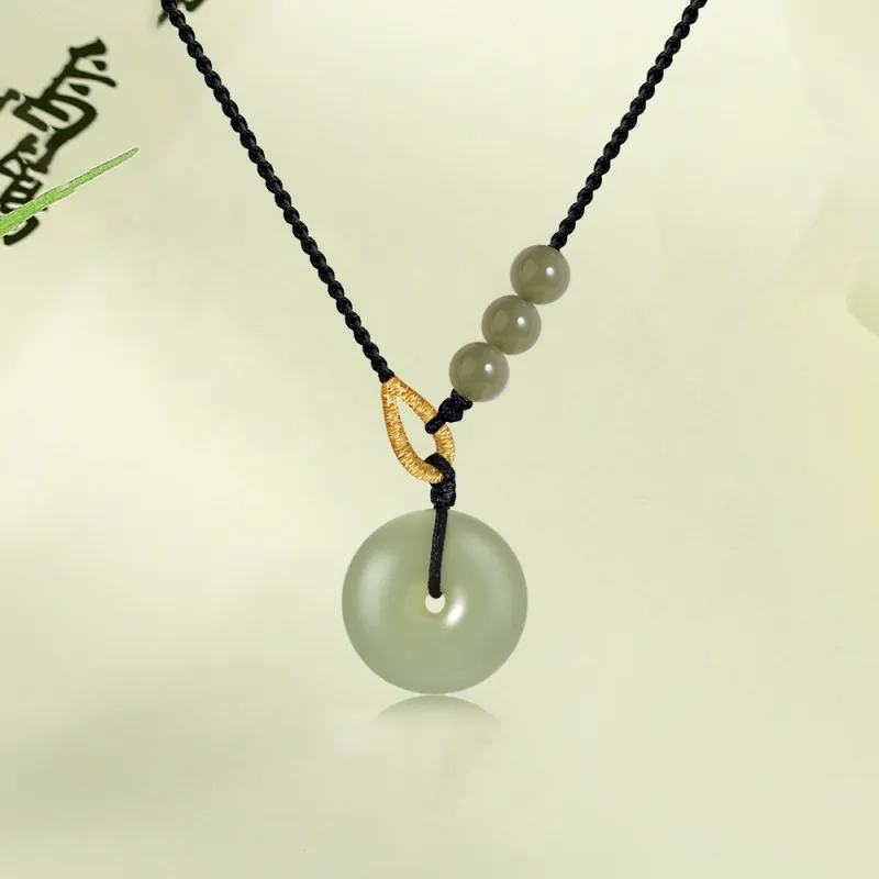 Bermuda Eyes Hetian Jade Necklaces Pale Greenish White Jade Unisex-2