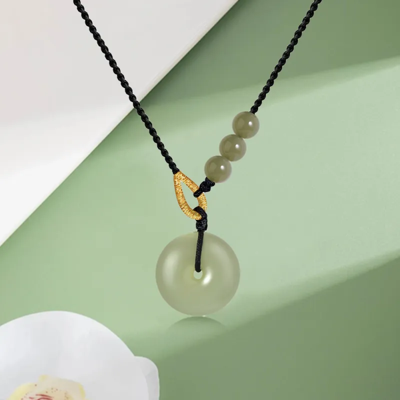Bermuda Eyes Hetian Jade Necklaces Pale Greenish White Jade Unisex-3