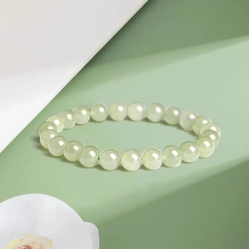 Bermuda Eyes Hetian Jade Bracelets Pale Greenish White Jade Unisex-5