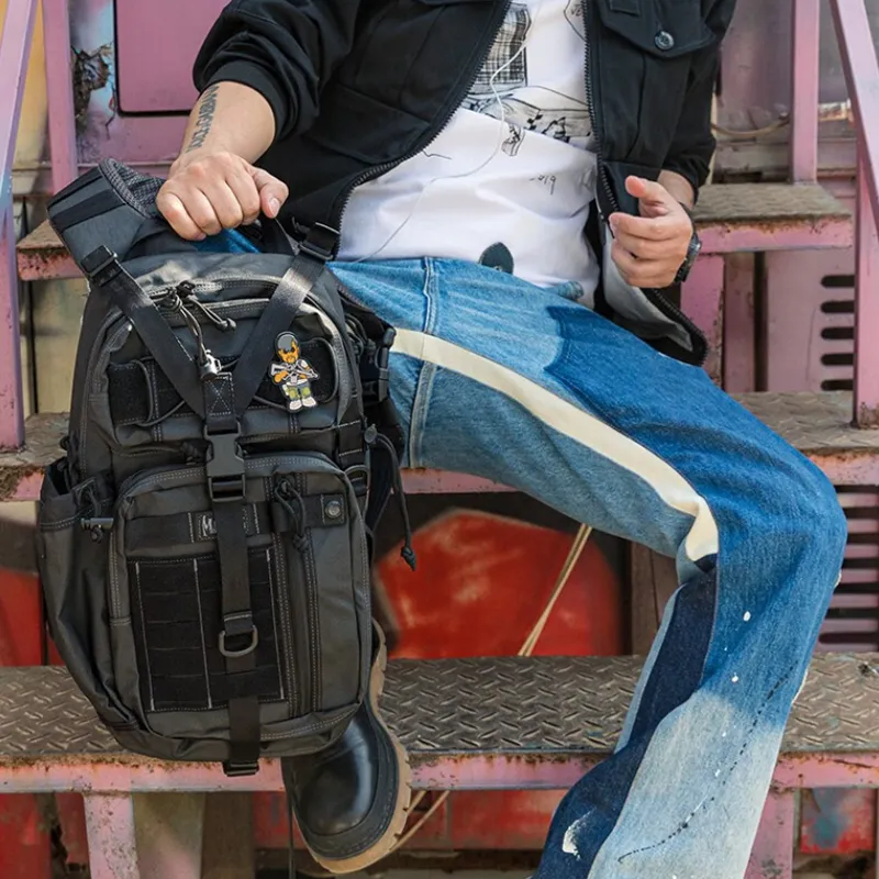 MAGFORCE 500D Coated Nylon Handbag, Crossbody Bag Regular Men's Injection Rubber Black-2