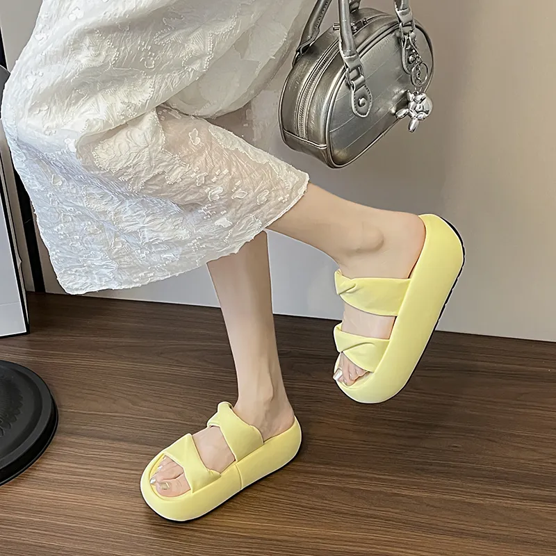 N6N8 Slide Slippers Women's Yellow, Ivory-3