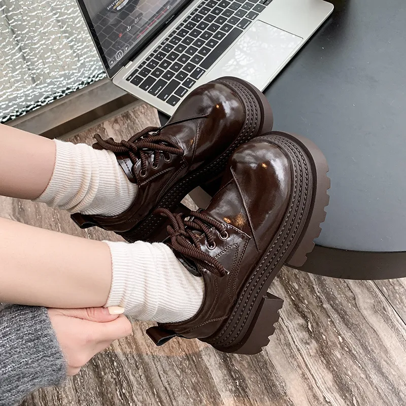 N6N8 Casual Single Shoes Chunky Heel Women's-3