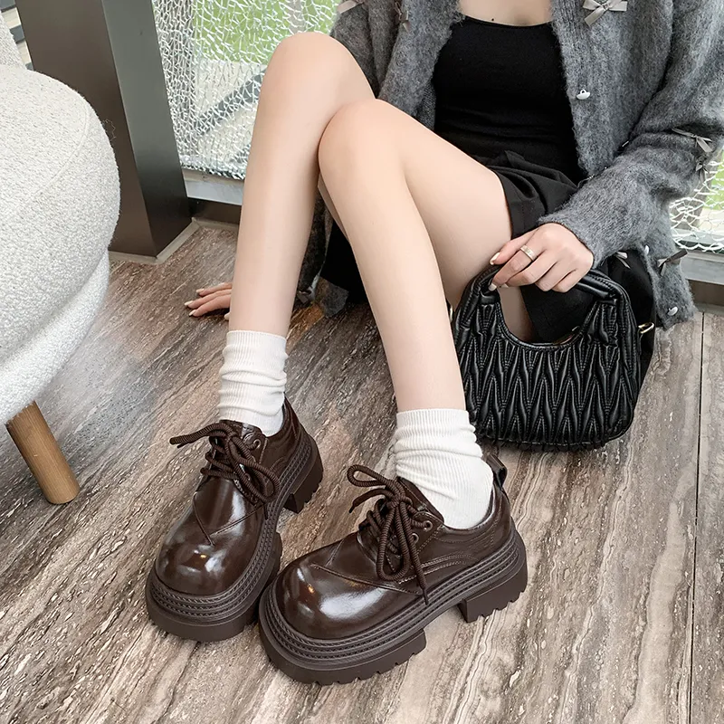 N6N8 Casual Single Shoes Chunky Heel Women's-4