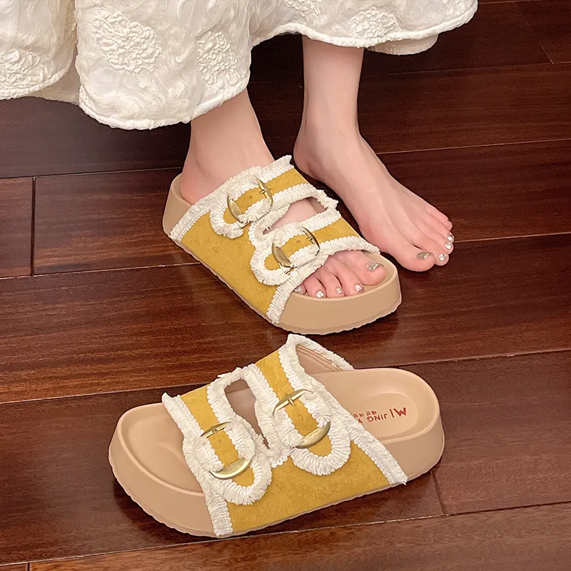 N6N8 Slide Slippers Women's Yellow, Ecru, Sky Blue-3