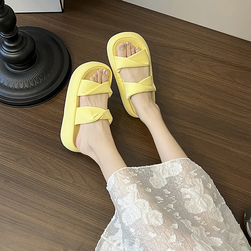 N6N8 Slide Slippers Women's Yellow, Ivory-6