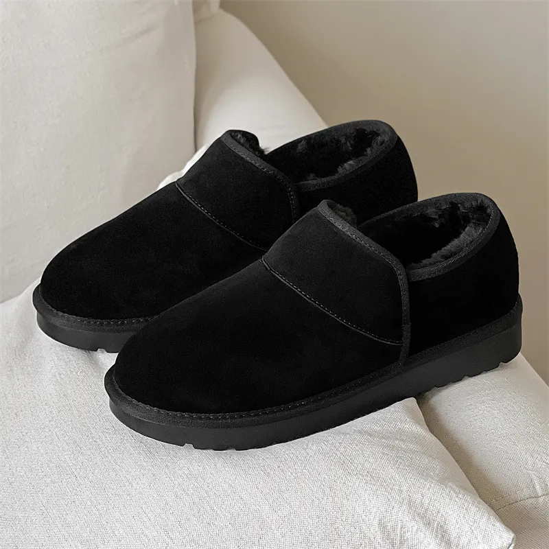 Little Red Man Warm Coverage Ankle Length Snow Boots Unisex Black-1
