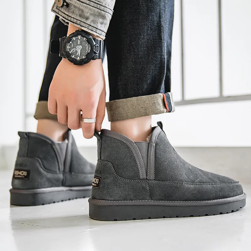 Little Red Man Short Snow Boots Men's Gray-2