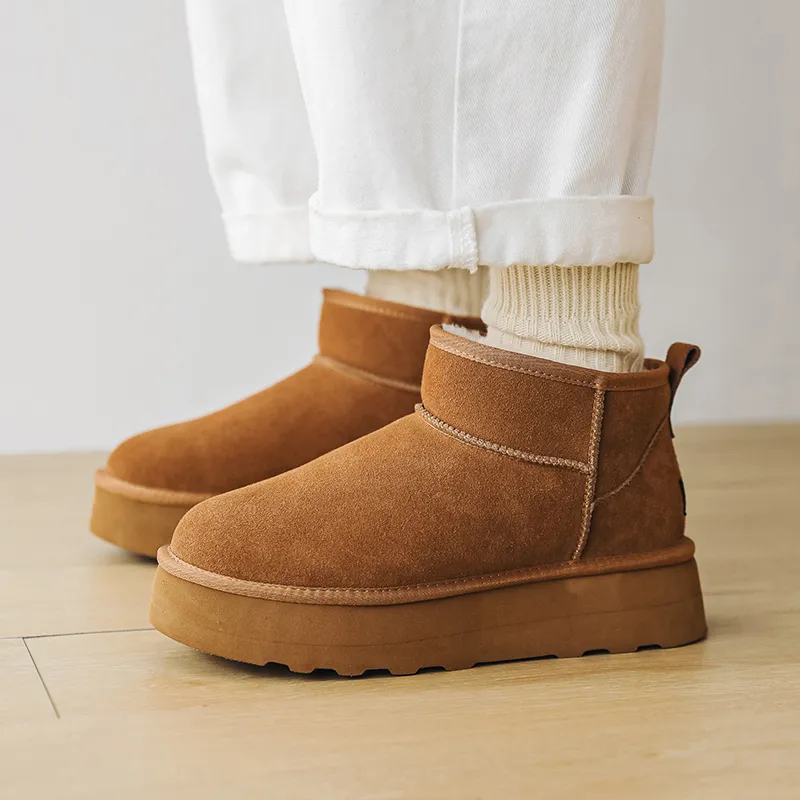 Little Red Man Warm Wear Resistant Slip Resistant Short Snow Boots Unisex Chestnut-1