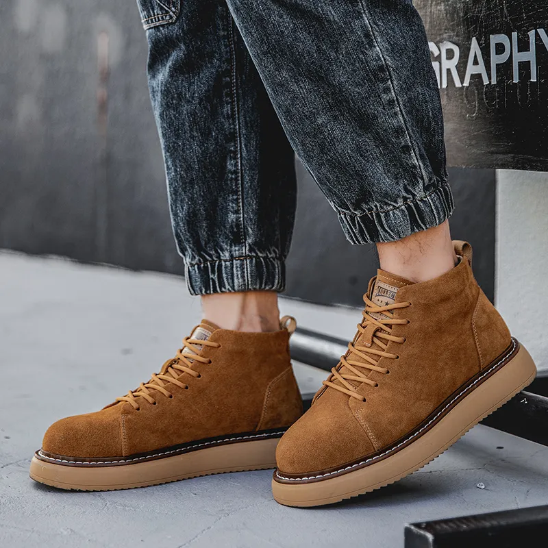 Little Red Man Anti Slip Wear Resistant Mid Top Casual Shoes Men-4