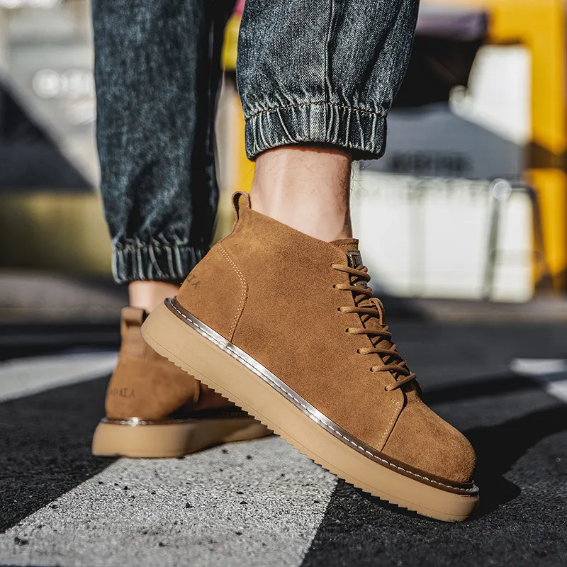 Little Red Man Anti Slip Wear Resistant Mid Top Casual Shoes Men-5