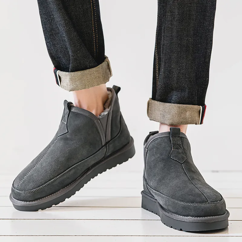 Little Red Man Short Snow Boots Men's Gray-4