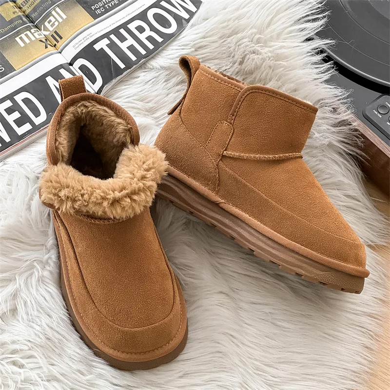 Little Red Man Warm Slip Resistant Short Snow Boots Men's Chestnut-2